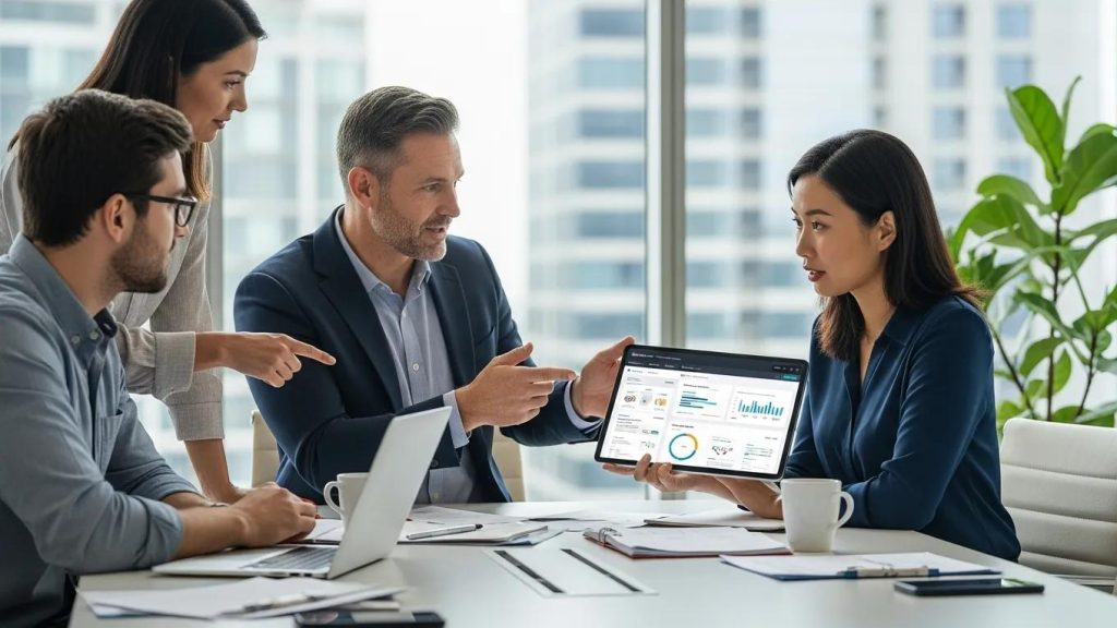 Elevator contractors collaborating on cloud service automation features for improved operations