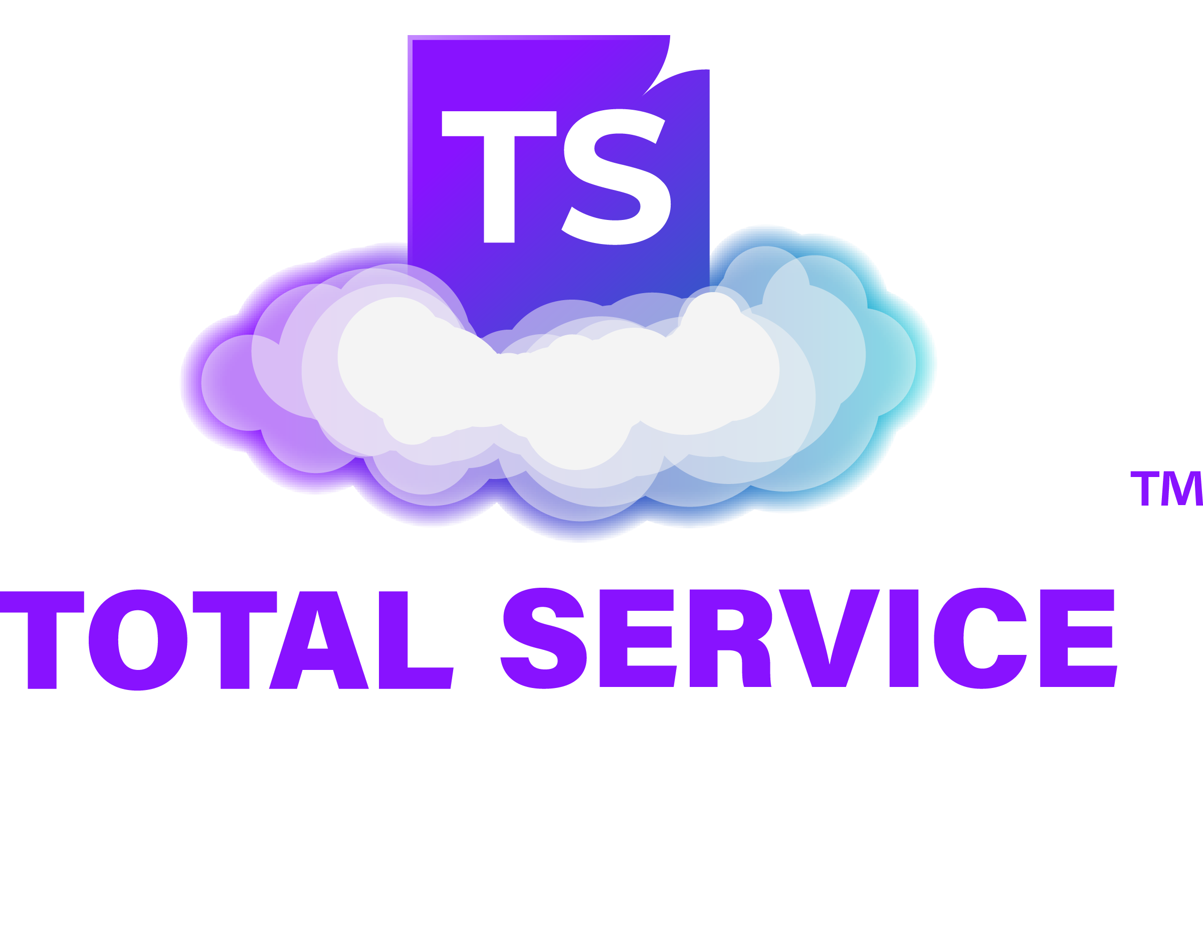 Total Service Cloud logo featuring "TS" within a stylized cloud design, emphasizing integrated software solutions for Elevator, HVAC, and service industries.